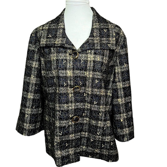 Chico’s Gold Lace Overlay Jacket - Picture 1 of 4